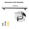Purife 48 Inch Black Square Pipe Staircase Handrails - 4