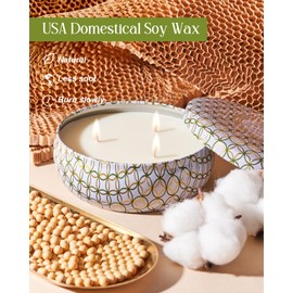 M&SENSE Perfect Apple Scented Candles, Large 3 Wick Soy Tin Candle, Over 40 Hour Burning Time, 100% Natural Vegan Wax, Relaxing Aromatherapy Aesthetic Candle Gift for Women Men