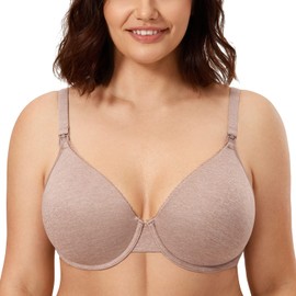 CALVENA Women's Full Sling Lightly Padded Underwire Maternity Nursing Bra for Breastfeeding Cameo Heather 36B