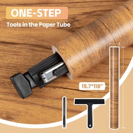 COSNIGHT Wood Grain Contact Paper with Tools, Peel and Stick Wallpaper, Self Adhesive Wall Paper for Countertop Drawer Shelf Liner Cabinet Easy to Clean 15.7In x 118In
