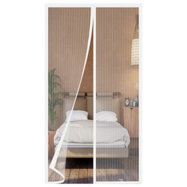 Meet Beauty Magnetic Fly Screen Balcony Door, 120 x 240 cm, Various Sizes, Fly Screen Door is Ideal for Balcony Doors, Cellar Doors and Patio Doors, No Drilling Required, White