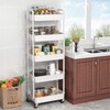 Sywhitta 5-Tier Plastic Rolling Utility Cart with Handle, Multi-Functional Storage
