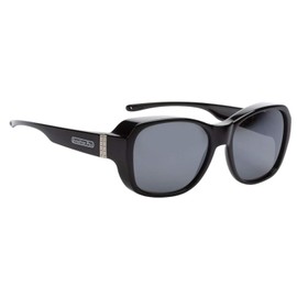 Fitovers by Jonathan Paul Timeless Shiny Black Polarvue Grey Lens Sunglasses, Shiny Black, Medium