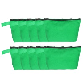 sourcing map Canvas Makeup Bags, 10pcs Travel Cosmetic Bags Bulk, Multipurpose Plain Toiletry Zipper Pouches Blank DIY Craft Bags Pencil Bag for Women Teens, Green(7.5 x 5 x 1.8inch)