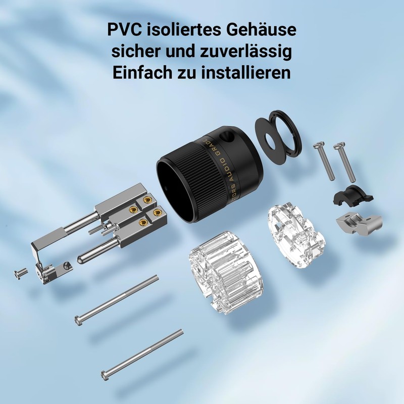 Brollitest High-End HiFi Schuko Plug, Schuko Plug, Rhodium-Plated Contacts, Power