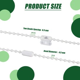 Antfly 10 Meters (32.8 Feet) Roller Blind Bead Chain Cord Roman Venetian Honeycomb Vertical Shade Blind Cord with 10 PCS Connectors for Roller Blind Replacement Parts White (Normal Version)