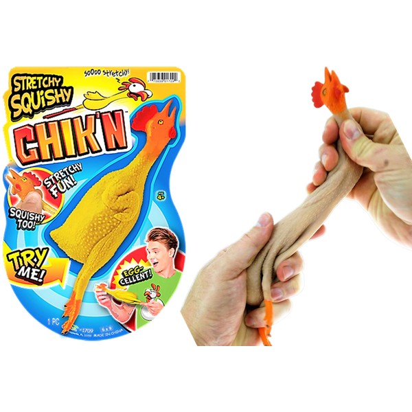 JA-RU Stretchy & Squishy Chicken Rubber Toy (1 Chicken Toy) Funny Pranks & Gag Gifts for Kids, Teens, Adults. Classic Novelty Stress Toy. Bulk Party Favors Stocking Stuffers Pinata Filler. 1709-1