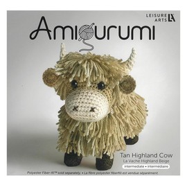LEISURE ARTS Crochet Kit Amigurumi Highland Cow, Tan, Crochet Kit Beginners, Beginner for Adults, Animal Kit, Kits for Beginners, Crotchet