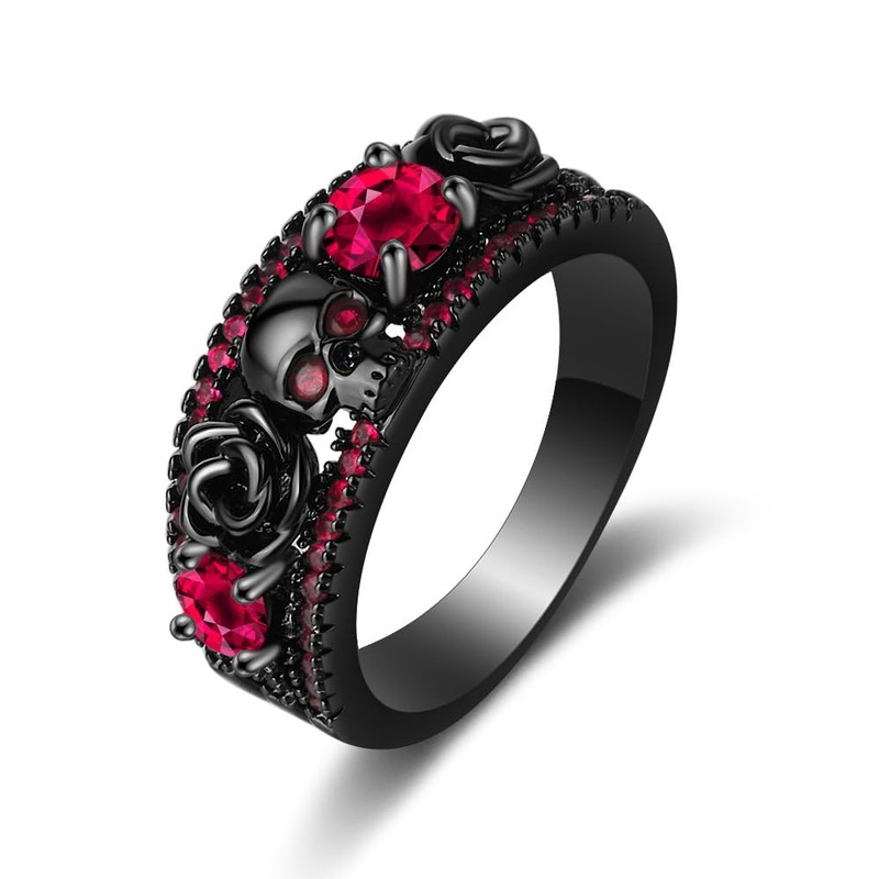 Retro Stainlless Steel Black Gold Plated Skull Ring Ring punk