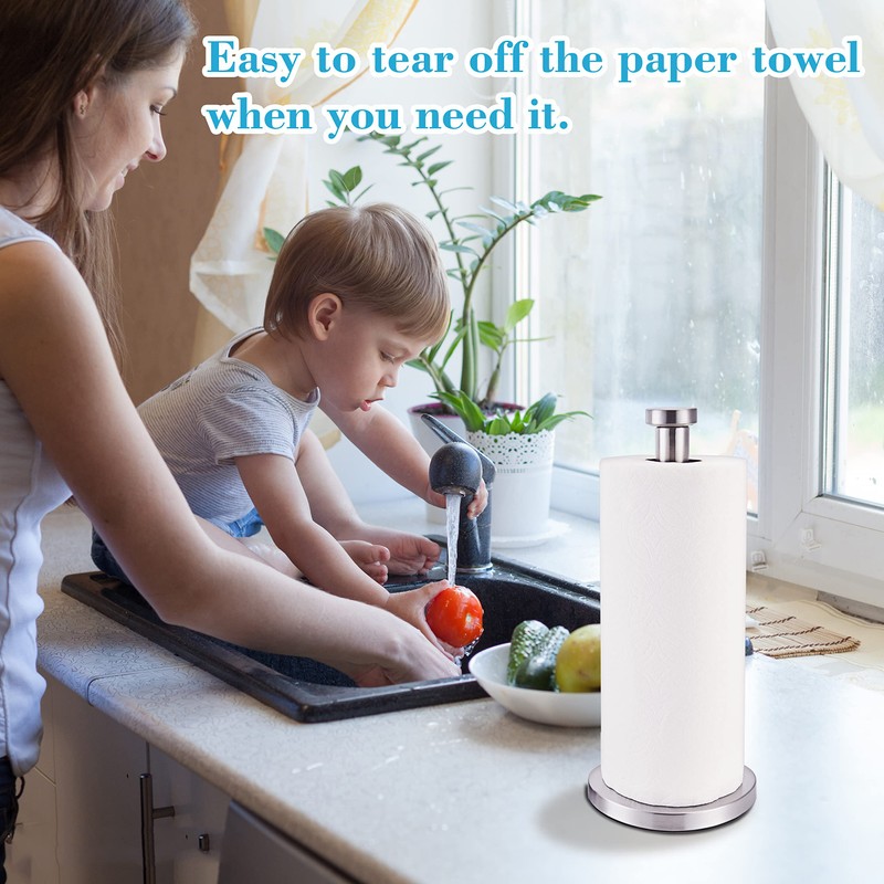 Standing Kitchen Roll Holder, Stainless Steel, Sturdy Kitchen Roll Dispenser,
