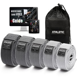 ATHLETIC AESTHETICS Premium Resistance Bands/Resistance Bands with Fabric [As Fitness Band and Fitness Bands Set + Bag and Video Course] Fitness Band e.g. as Pull-Up Aid for Men and Women