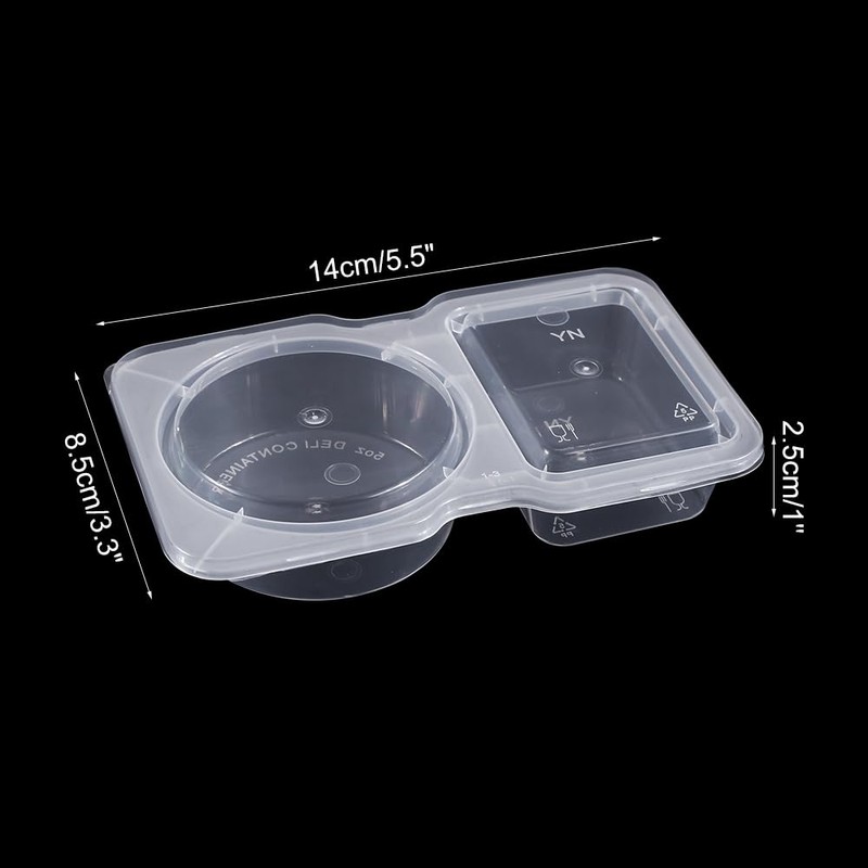 DONGKER Double Compartment Condiment Container,10/20 PCS Square & Round Travel