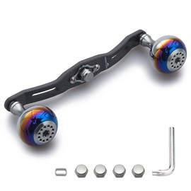 HEIGHTEN 130/120/110mm Reel Handle, Thickness 0.2 inch (4 mm), 1.5K Charcoal Fabric, Carbon, 1.2 inches (30 mm) Knob, Shimano Daiwa Abu (Abu) Universal Bait Reel Aurora Series (120mm, Gunmetal) (356)