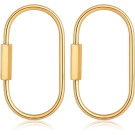 2 PCS Brass Screw Lock Keychain,Gold Brass Key Rings,Durable Simple Brass Keychain Holder,Gold Key Ring Carabiner Clip Keychain Clip (Golden, One size)