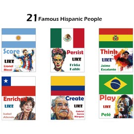 1step2dream 21 Hispanic Heritage Month Posters | 11x14in National Hispanic Heritage Month Decor, Hispanic Heritage Banners, Classroom Door Decoration, School Month Bulletin Board Set
