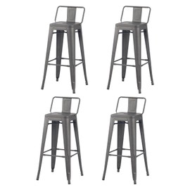 YOUNIKE 30 Inches Metal Barstools Counter Height Bar Stools Set of 4 Indoor Outdoor Patio Bistro Home Kitchen Low Back Stackable Bar Chairs Rusty Grey