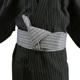 G-LIKE Japanese Kimono Obi Belt - Traditional Kimono Belt Waistband Harajuku Haori Yukata Robe Accessories Three-Dimensional Waist Belt Self Knot for Men - Cotton, gray, One size fits all