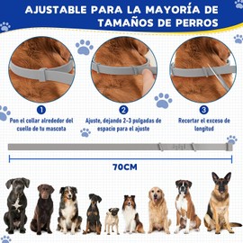 3Pcs Collar para Perro,Todo Natural Collar para Perro Impermeable y Ajustable,para Gato y Perro Chico,Mediano y Grande,8 Meses de prevención (3pcs-grande-70cm)