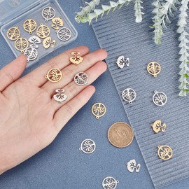 UNICRAFTALE 24pcs Tree of Life Pendants 15/17 mm Stainless Steel Tree of Life Charms Hypoallergenic Metal Charms for DIY Bracelet Necklace Jewellery Making Golden & Stainless Steel Colour, Stainless