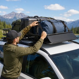 Rooftop Cargo Basket for SUV & Truck – Heavy-Duty Metal Roof Rack Carrier with 200 lb Capacity for Travel Gear