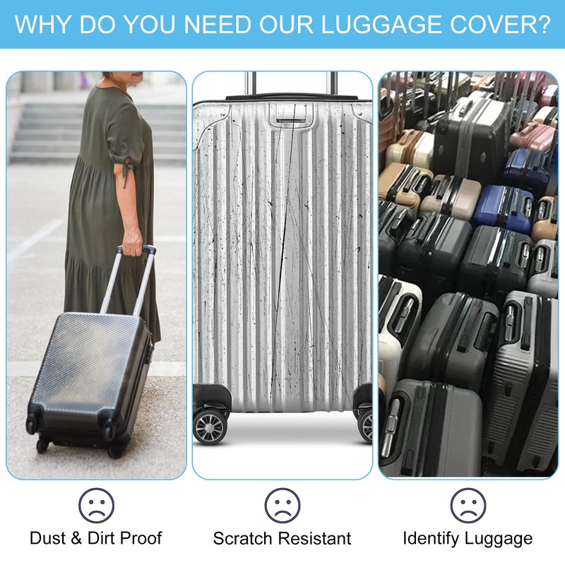 TOKSEO PVC Suitcase Cover Transparent Blue, blue, simple