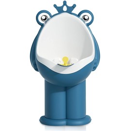 Frog Pee Training, Potty Training Urinal for Boys Kids Toddler Standing Urinal Wall-Mounted Frog Shape Pee Trainer with Funny Aiming Target (Deep Blue)