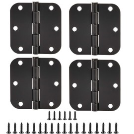 WizeFolk Matte Black Door Hinges,4 Pack 3x3 Inch,Hinges for Interior Rounded Hardware Door Flat Butt Hinges,Standard Bedroom