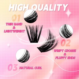 Lash Clusters 280pcs 80D 8-16mm Cluster Lashes Mixed Tray 3D Effect Volume Individual Lashes Cluster Eyelash Extensions Fluffy Soft D Curl DIY Lash Extension Kit at Home (80D-0.07-D,8-16mm)