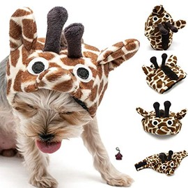 Plush Pet Costume Hat with Clip on Charm – Giraffe Pet Costume - Pet Hat – for Dogs – Pet Sizes XS to XL (Giraffe, XS)