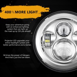 usparts888 Pair Fit Chevy C10 K10 K20 K5 1975-1980 105W 7" Round LED Headlights Hi/Lo Beam