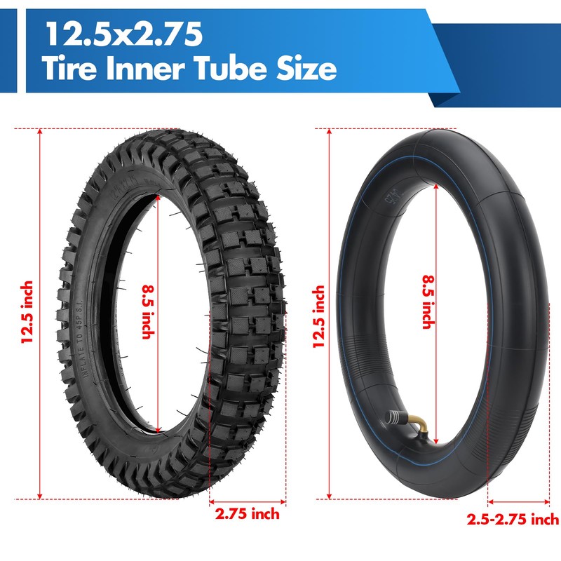 12.5x2.75 (12-1/2x2.75) Tire and Inner Tube Set for Razor Dirt