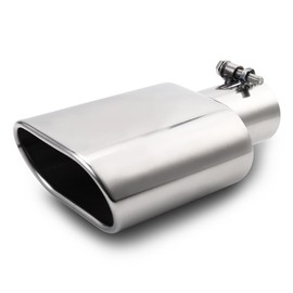 A-KARCK Rectangle Exhaust Tip 2.5" Inlet, Polished Square Exhaust Tailpipe Tip 3" x 5.5" Outlet 9.5" Long, Bolt on Design Easy Installation