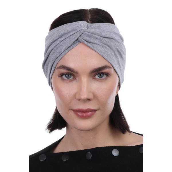 Deresina Classic Cross Cotton Headband for Hair Loss - grey