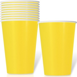 Unique Industries Neon Yellow Premium Disposable Paper Cups - 12 oz (10 Count) | Ideal For Parties, Events & Celebrations