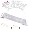 AHONEY 50th Birthday Queen Headbands for Women, 50 & Fabulous Birthday Sash and 50th Birthday Tiara Set, 50th Birthday Decorations Birthday Gifts for Women Party Favors (Silver)