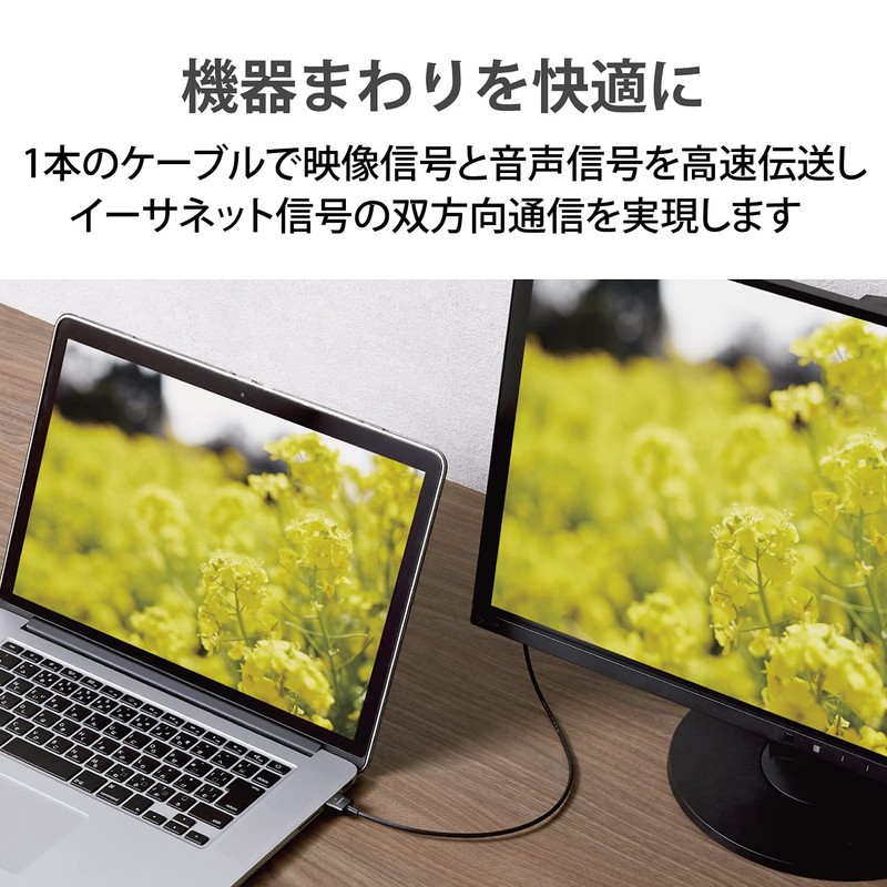 Elecom ECDH-HD14SS03BK HDMI Cable, 11.8 inches (30 cm), Supports 4K