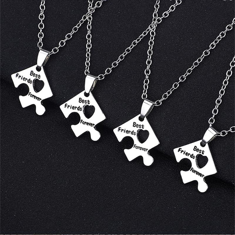 Yocoyee Multi Puzzles Best Friends Forever Necklaces Stainless Steel Engraved