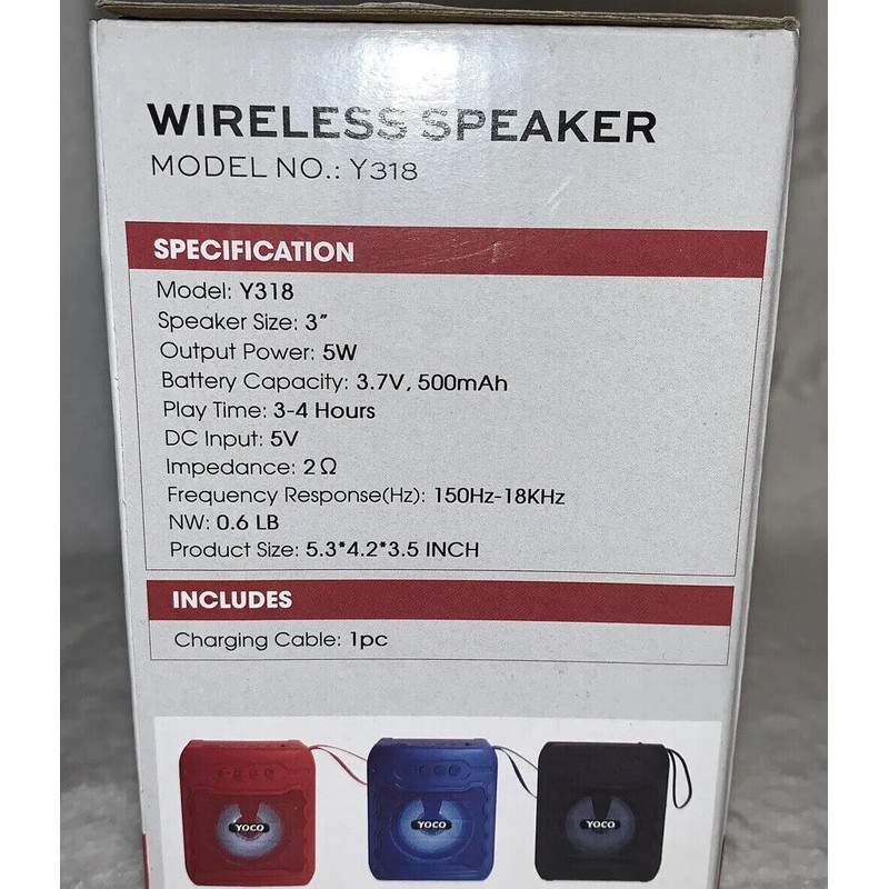 Yoco Wireless Speaker Bluetooth Model Y318, Color Blue