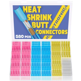 haisstronica 580PCS Heat Shrink Butt Connectors, AWG 26-10 Marine Grade Heat Shrink Wire Connectors,Tinned Red Copper Waterproof Wire Connectors(4Colors/4Sizes)