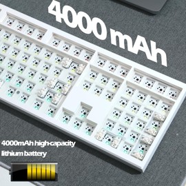 GMK108 Barebones Mechanical Keyboard Kit,VIA Programmable Gasket Mounted BT5.0/2.4GHz/Type-C Tri-Mode Wired Hot-Swap RGB Backlit Full Size Custom PCB DIY Mechanical Keyboard Kit(White)