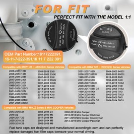 Gas Cap Fuel Cap OEM#16117222391 Compatible with X1 X2 X3 X4 X5 X6 128i 135i 228i 320i 323i 325i xi 328i 330i 335i 428i 525i 528i 530i 535i gt 645ci 650i 740i 745i 750i,Mini Cooper More