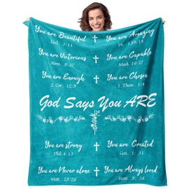 Bible Blanket Christian Sympathy Blanket Inspirational Gifts Religious Gifts for Men Jesus Christ God Say You are Blessed 50"X60" Soft Throw Blanket for Praying Faith Man