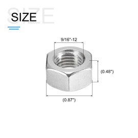METALLIXITY Hex Nuts Assortment Kit (9/16"-12 Hex Nuts with 9/16 Flat Washers & Split Lock Washers) 30Pcs, 304 Stainless Steel Hexagon Nut Hardware Kit