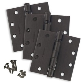 Standard Weight Oil Rubbed Bronze Finish Ball Bearing Commercial Steel Butt Hinge 4.5 x 4.5 LH179BB-10B ANSI/BHMA Certified and Fire Rated Hinge 3 Pack