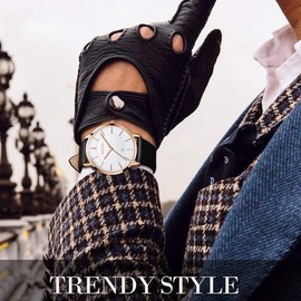 OLEVS Watches for Men Ultra Thin Minimalist Big Face White Dial Date Calendar Waterproof,Slim Simple Business Casual Dress Analog Wrist Watch Gifts with Classic Leather Band Black