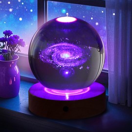 youglatt Galaxy Night Light with Remote Control, 3D Crystal Ball Lamp, 16 Color Changing LED Desk Decor, Unique Gifts for Girls Boys Teens Astronomy Enthusiasts, Space Theme Bedroom Office Decoration