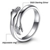 QEPOL Hug Ring, 925 Sterling Silver Hug Ring Adjustable Hand