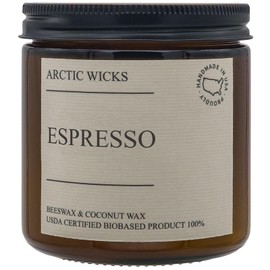 Arctic Wicks Handcrafted Candles | Non Toxic Coconut Beeswax Candles 16oz Double Wick | 100% USDA Certified Biobased, Handmade, Premium Waxes, Non-Toxic (Espresso, 16oz Amber Jar)