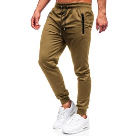 BUXKR Mens Casual Joggers Sweatpants for Jogging,Running or Athletic Activities,Khaki,XL
