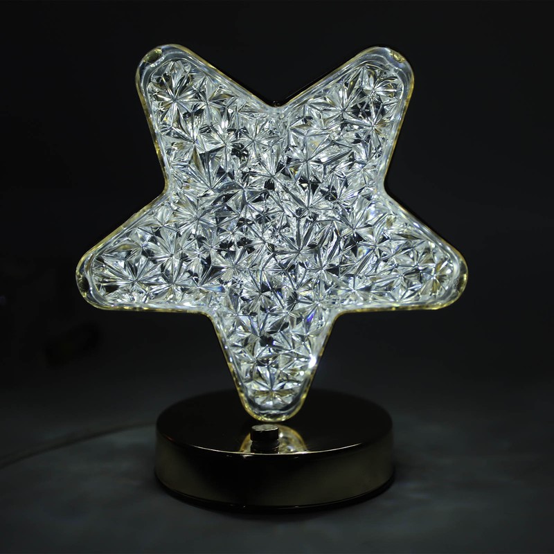 Star Bedside Table Lamp Cordless Rechargeable 3 Color Stepless Dimmable